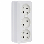 Рим Розетка 3-местная 10А без заземления белая EKF