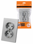 Розетка двойная 2П+З 16А 250В с защ. шт. серебр. металлик "Сенеж" TDM Розетка двойная 2П+З 16А 250В с защ. шт. серебр. металлик "Сенеж" TDM
