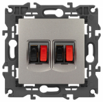Розетка ЭРА Elegance 14-3112-16 аудио двойная, титан Розетка ЭРА Elegance 14-3112-16 аудио двойная, титан