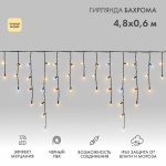 Гирлянда светодиодная "Айсикл" ("Баxрома") 4,8x0,6 м, эффект мерцания, черный провод, 230 В, диоды теплый белый, 176 LED NEON-NIGHT Гирлянда светодиодная "Айсикл" ("Баxрома") 4,8x0,6 м, эффект мерцания, черный провод, 230 В, диоды теплый белый, 176 LED NEON-NIGHT
