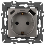 Розетка ЭРА Elegance 14-4108-16 2P+E 16A-250В со шторками с USB type-A+C 5В-3А титан