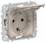 FLITE Роз. с з/к/ш кр б/к 16А IP44 РСшкр11-1-44-ФлЛ льн. IEK