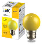 Лампа светодиод 1Вт шар Е27 желтый d45 LIGHTING IEK (1/10/200)
