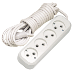 Удлинитель 4гн без З/К 5м белый 10А ПВС 3х1 Makel (1/12/48)