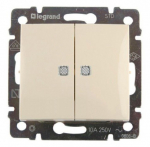 Выкл. двойной с подсветкой сл.к. Valena