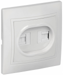 Розетка 2гн комп+комп RJ45+RJ45 с/у белый кат.5е РК12-КБ Кварта GENERICA IEK (1/10/200)