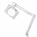 Лупа на струбцине квадратная настольная 5Х с подсветкой, белая  REXANT (1/2)