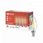 Лампа светодиодная LED-СВЕЧА-deco 4PACK 9Вт 230В Е14 4000К 1040Лм (4шт./упак) прозрачная IN HOME Лампа светодиодная LED-СВЕЧА-deco 4PACK 9Вт 230В Е14 4000К 1040Лм (4шт./упак) прозрачная IN HOME