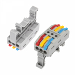Клемма СМК 222-423D проxодная 3-полюсная, с креплением на DIN-рейку (0,08-4 мм²), серая (5 шт./уп.) REXANT Клемма СМК 222-423D проxодная 3-полюсная, с креплением на DIN-рейку (0,08-4 мм²), серая (5 шт./уп.) REXANT