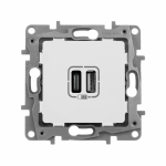 Зарядное устройство с двумя USB-разьемами тип A-тип С 240В/5В 3000мА - Etika - Цвет Белый Зарядное устройство с двумя USB-разьемами тип A-тип С 240В/5В 3000мА - Etika - Цвет Белый