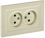 Розетка 2гн без З/К с/у крем в сборе 10А РС12-2-БрКр BRITE IEK (10/100)