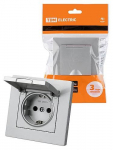 Розетка 2П+З 16А 250В IP44 с защ. шт. с крышкой серебр. металлик "Сенеж" TDM Розетка 2П+З 16А 250В IP44 с защ. шт. с крышкой серебр. металлик "Сенеж" TDM