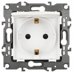 Розетка ЭРА Серия 12 12-2103-01М , 2P+E Schuko со шторками с крышкой, 16А-250В, белый матовый