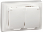 Розетка 2гн с З/К шторки с крыш. с/у белый 16А IP44 РСбш12-3-КБ-44 Кварта GENERICA IEK (1/6/120)