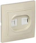 Розетка 2гн комп+комп RJ45+RJ45 с/у крем кат.5е РК12-ККм Кварта GENERICA IEK (1/10/200)