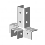 Угловой соединитель 4 профилей 3D, толщ. 4,0 мм, гальван. цинк Угловой соединитель 4 профилей 3D, толщ. 4,0 мм, гальван. цинк