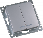 Выкл 2-клавиш. с подсветкой LED мех-м с накладкой 10А 250В с/у серебро глянц. IP20 HEGEL Выкл 2-клавиш. с подсветкой LED мех-м с накладкой 10А 250В с/у серебро глянц. IP20 HEGEL