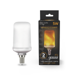 Лампа Gauss T65 5W 20-80lm 1500K E14 Flame LED 1/10/100 Лампа Gauss T65 5W 20-80lm 1500K E14 Flame LED 1/10/100