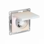 Розетка 1гн с З/К с крыш. шторки с/у жемчуг механизм 16А AtlasDesign Systeme Electric