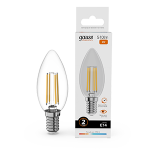 Лампа светодиод 8Вт Свеча Е14 2700К 510Лм филамент прозр Gauss Filament Elementary (1/10/100) Лампа светодиод 8Вт Свеча Е14 2700К 510Лм филамент прозр Gauss Filament Elementary (1/10/100)