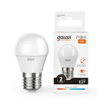 Лампа светодиод 10Вт Шар Е27 3000К 710Лм матовая Gauss Elementary 1/10/100