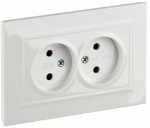 Розетка 2гн без З/К шторки с/у белый в сборе 10А РСш12-2-БрБ BRITE IEK (10/100)