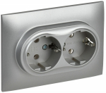 Розетка 2гн с З/К с/у серебряный в сборе 16А SK-R08S SKANDY IEK (1/10/100)