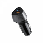 Автомобильное зарядное устройство c двумя портами (USB-A QC 3.0 + USB-C PD) cо световой индикацией, 20Вт, черное REXANT