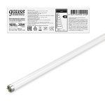 Лампа светодиод 20Вт лин Т8 матовая 6500К G13 1600Лм 1200мм стекло Gauss Elementary (1/30)