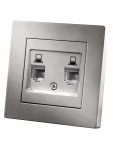 Розетка компьютерная двойная RJ45 серебр. металлик "Сенеж" TDM Розетка компьютерная двойная RJ45 серебр. металлик "Сенеж" TDM