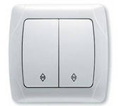 Выключатель 2кл прох с/у бел IP20 Carmen Viko (1/12/120)