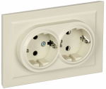Розетка 2гн с З/К шторки с/у крем в сборе 16А РСш12-3-БрКр BRITE IEK (1/10/100)