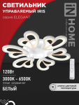 Светильник светодиодный ELEGANT IRIS 120Вт 230В 3000-6500K 8400Лм 607х535х85мм c пультом ДУ белый IN HOME Светильник светодиодный ELEGANT IRIS 120Вт 230В 3000-6500K 8400Лм 607х535х85мм c пультом ДУ белый IN HOME