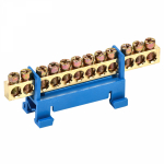 Шина "N" нулевая с синим изолятором тип "Стойка" на DIN-рейку 6x9мм 12 групп REXANT