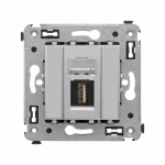 USB 2.0 розетка одинарная в стену, тип А-А, "Avanti", "Закаленная сталь" USB 2.0 розетка одинарная в стену, тип А-А, "Avanti", "Закаленная сталь"