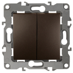 12-1004-13 ЭРА Выключатель двойной, 10АХ-250В, без м.лапок, Эра12, бронза (10/100/2500)