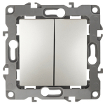 12-1004-15 ЭРА Выключатель двойной, 10АХ-250В, без м.лапок, Эра12, перламутр (10/100/2500)