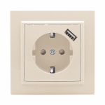Розетка 1гн с З/К+USB шторки с/у крем 16А Минск EKF Розетка 1гн с З/К+USB шторки с/у крем 16А Минск EKF