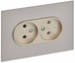 Розетка 2гн без З/К с/у стекло шампань в сборе для плоской вилки 10А SK-R03Sh SKANDY IEK (1/10/100)