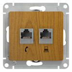 Розетка 2гн комп+ТФ RJ45+RJ11 с/у дуб механизм кат.5е Glossa Systeme Electric (1/10)