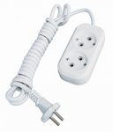 Удлинитель 2гн без З/К 3м белый 10А ПВС 3х1 Makel (1/12/48)