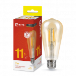 Лампа светодиод 11Вт ретро ST64 Е27 3000К 1160Лм золото филамент прозр deco IN HOME (1/50)