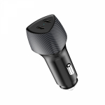 Автомобильное зарядное устройство с двумя портами (USB-C PD + USB-C PD) со световой индикацией, 40Вт, черное REXANT