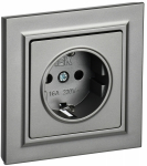 Розетка 1гн с З/К шторки с/у сталь в сборе 16А РСР14-1-0-БрС BRITE IEK (10/100)