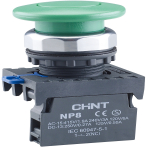 Кнопка упр. "Грибок" Φ40мм NP8-01M/13 без подсветки, самовозв., зелен., 1НЗ, IP65  CHINT (1)