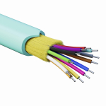 Кабель волоконно-оптический, распределительный, арамидные упрочняющие нити, для внутренней прокладки, нг(А)-HF, 12 ОВ, категорияOM3 (G.651.1) плотный Кабель волоконно-оптический, распределительный, арамидные упрочняющие нити, для внутренней прокладки, нг(А)-HF, 12 ОВ, категорияOM3 (G.651.1) плотный