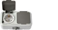 Розетка 2гн с З/К с крыш. о/у серый 16А IP54 Пралеска Беларусь (1/30)