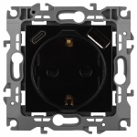 Розетка ЭРА Серия 12 12-4108-06 2P+E 16A-250В со шторками с USB type-A+C 5В-3А чёрный