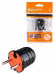 Вилка прямая без З/К черная с красной вставкой 10А TDM Вилка прямая без З/К черная с красной вставкой 10А TDM