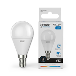 Лампа светодиод 12Вт Шар Е14 6500К 950Лм матовая Gauss Elementary 1/10/100 Лампа светодиод 12Вт Шар Е14 6500К 950Лм матовая Gauss Elementary 1/10/100